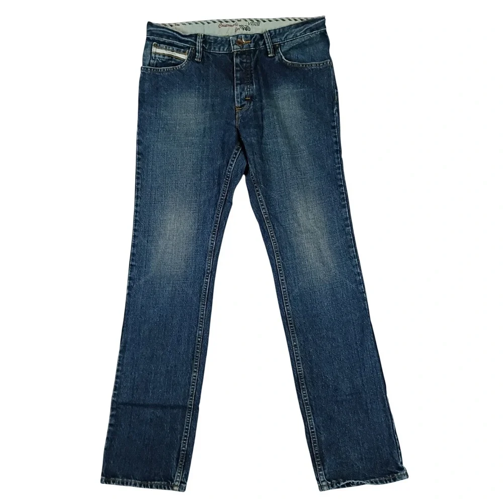 Vintage Vans Straight Leg Denim Jeans Mens 32x34 Blue Y2K Skate Streetwear